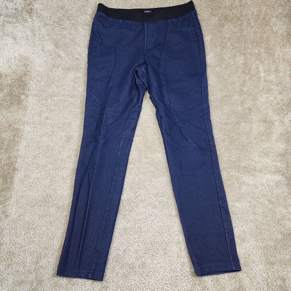 Forever 21 Women's Stretch Blue Leggings Pockets Size L A990